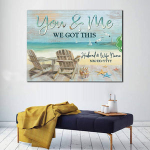 Personalized You and Me With Names and Anniversary Canvas -0.75 & 1.5 In Framed -Wall Decor, Canvas Wall Art