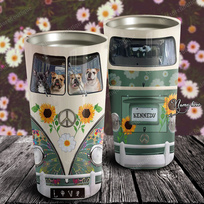 Personalized Bus Driver Dog Hippie Van Stainless Steel Tumbler