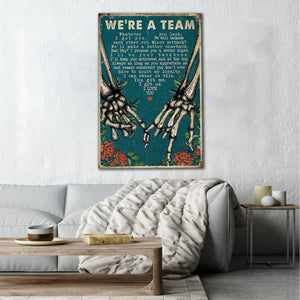 You And Me We Are Team Skulls Canvas - 0.75 & 1.5 In Framed - Home Living- Wall Decor, Canvas Wall Art