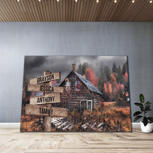 Autumn Home Barn Multi-Names Premium Canvas - Street Signs Customized With Names- 0.75 & 1.5 In Framed -Wall Decor, Canvas Wall Art