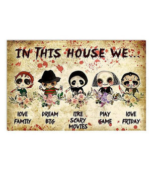 In This House We Love Family Dream Big Like Scary Movie Play Game Love Friday Canvas- 0.75 & 1.5 In Framed -Wall Decor,Canvas Wall Art