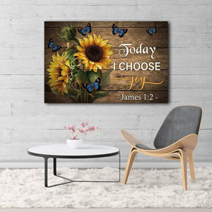 Butterfly Sunflower Today I Choose Joy Horizontal 0.75 & 1.5 In Framed Canvas - Home Decor, Canvas Wall Art