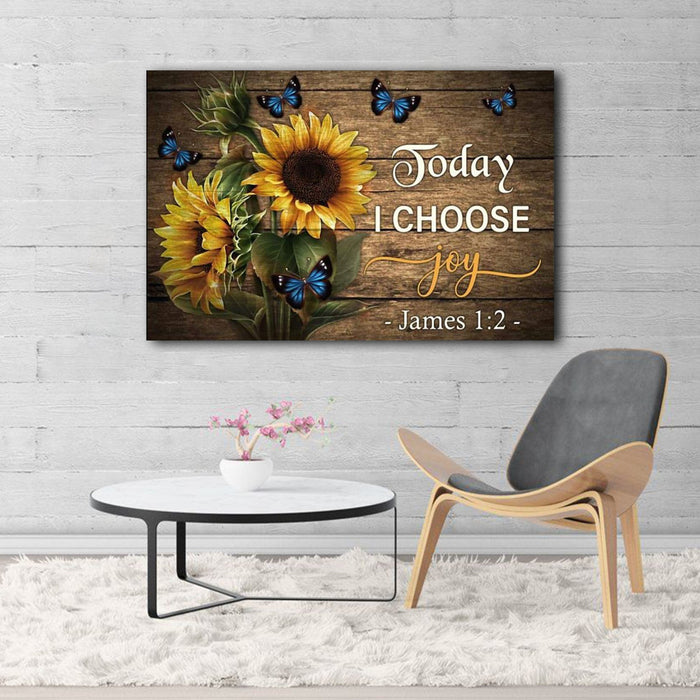 Butterfly Sunflower Today I Choose Joy Horizontal Canvas