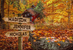 Fall Leaves Fall Multi-Names Canvas - Family Street Signs Customized With Names- 0.75 & 1.5 In Framed -Wall Decor, Canvas Wall Art