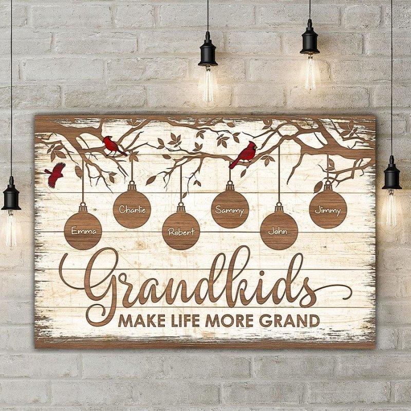 Grandkids make life more grand, Gift for Grandkids Personalized Canvas
