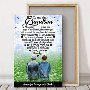 To my dear Grandson, I love you forever & always, Personalized Canvas