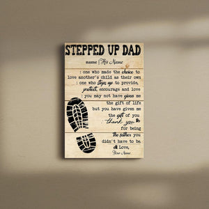 Stepped Up Dad Happy Father's Day Canvas, Father's Day Gift, Gift For Step Dad, Personalized Canvas