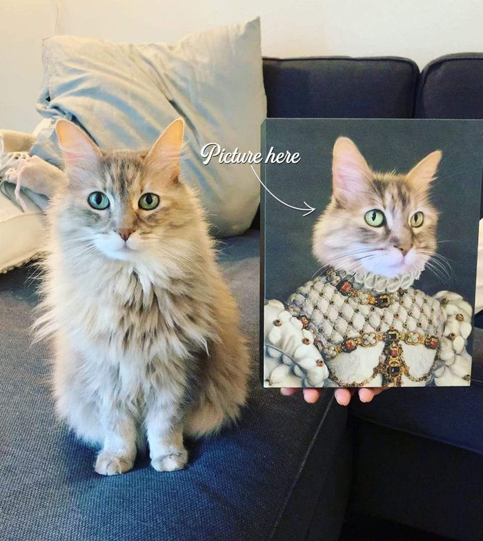 Custom Queen Cat Portrait - Gift for Cat Lover - Your Kitty as Queen or Princess - Royal Female Cat Portrait - Cat Art Print Canvas