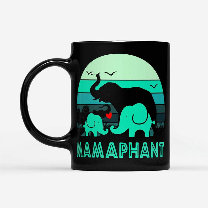 Elephant Mamaphant Vintage - Black Mug - Elephant Lovers, Elephant Cup