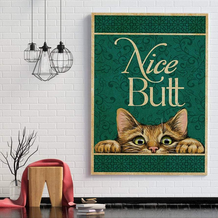 Vintage Retro Cat Nice Butt Framed Canvas - Best Gift for Cat Lovers