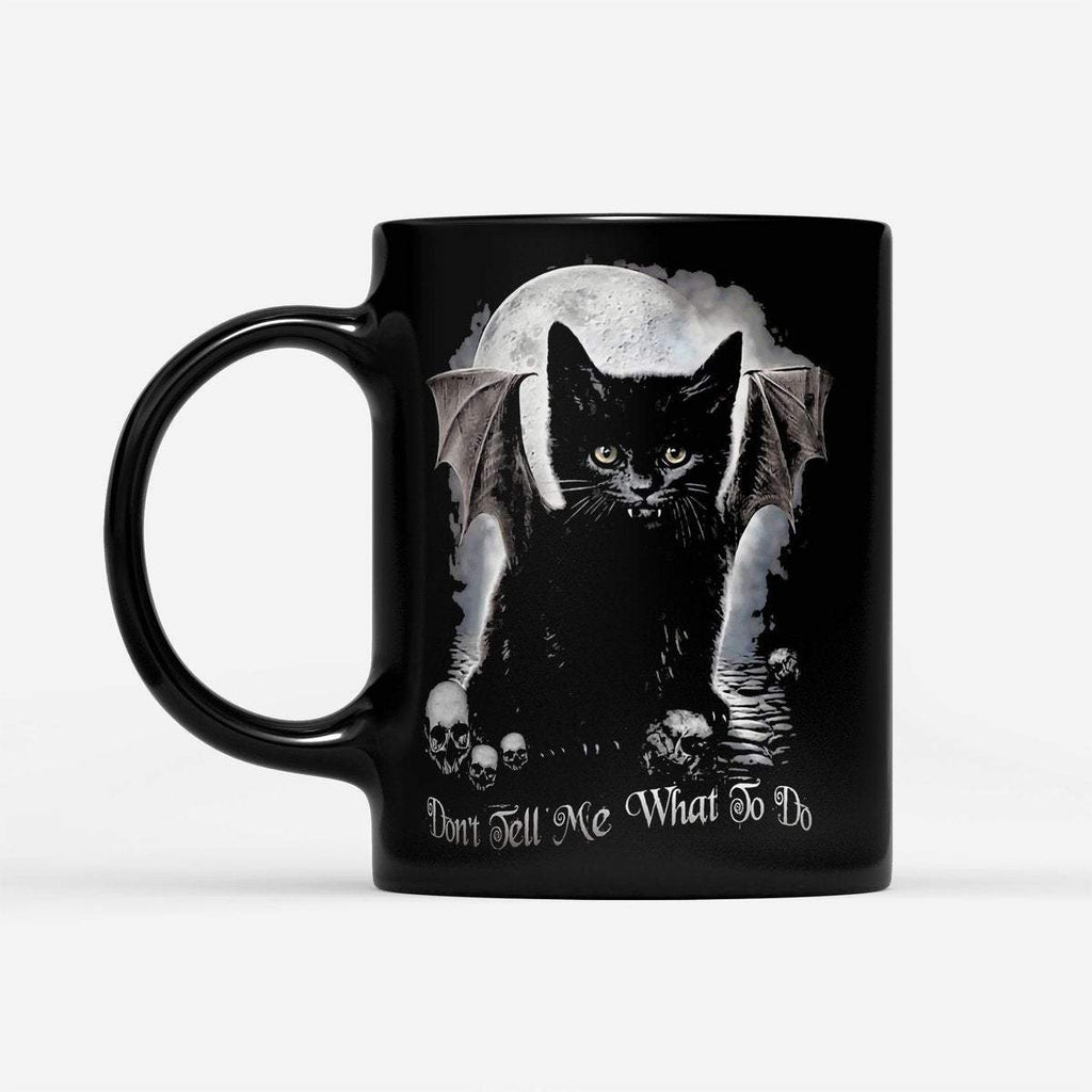 Black Cat Halloween Don't Tell Me What To Do - Black Mug - Cute Halloween Mug- Halloween Coffee Mug- Halloween Gifts