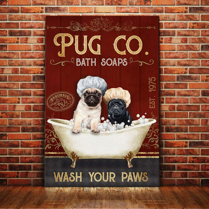 Funny Couple Pug Dog Bath Soap - Gift for Dog Lovers - Funny Dog Canvas
