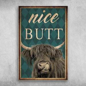 Nice Butt Cow Canvas -Funny Bathroom Decor Wall Art-Gallery Wrapped 1,5 Framed Canvas -Best Gift for Pet Lovers -Wall Decor, Canvas Wall Art