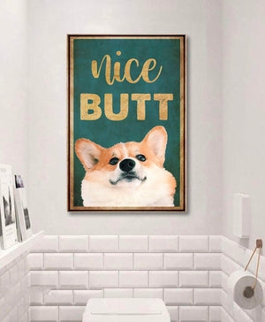 Corgi Dog Nice Butt Canvas - Bathroom Decor -Gallery Wrapped 1,5 Framed Canvas -Best Gift for Pet Lovers -Wall Decor, Canvas Wall Art
