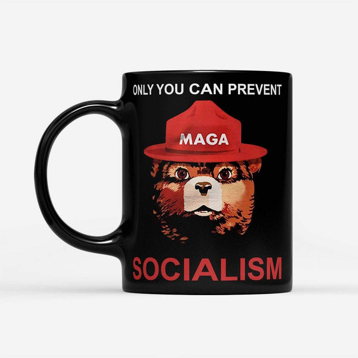 Bear Maga Only You Can Prevent Socialism - Black Mug - Funny Bear Mug, Bear Mug, Gifts for Bear Lovers, Bear Cup, Bear Lover Gift Mug