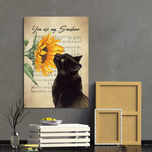 You Are My Sunshine Black Cat Sunflower Canvas -Gallery Wrapped 1,5 Framed Canvas -Best Gift for Pet Lovers -Wall Decor, Canvas Wall Art