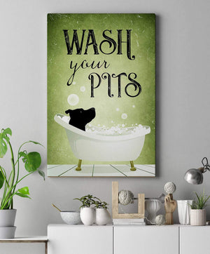 Wash-Your-Pits-Dogs 1,5 Framed Canvas - Best Gift for Animal Lovers - Home Living - Wall Decor