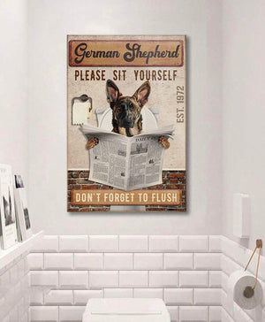 German Shepherd Dog Bathroom Company - Don't Forget To Flush 1,5 Framed Canvas - Best Gift for Dog Lovers -Wall Decor, Canvas Wall Art