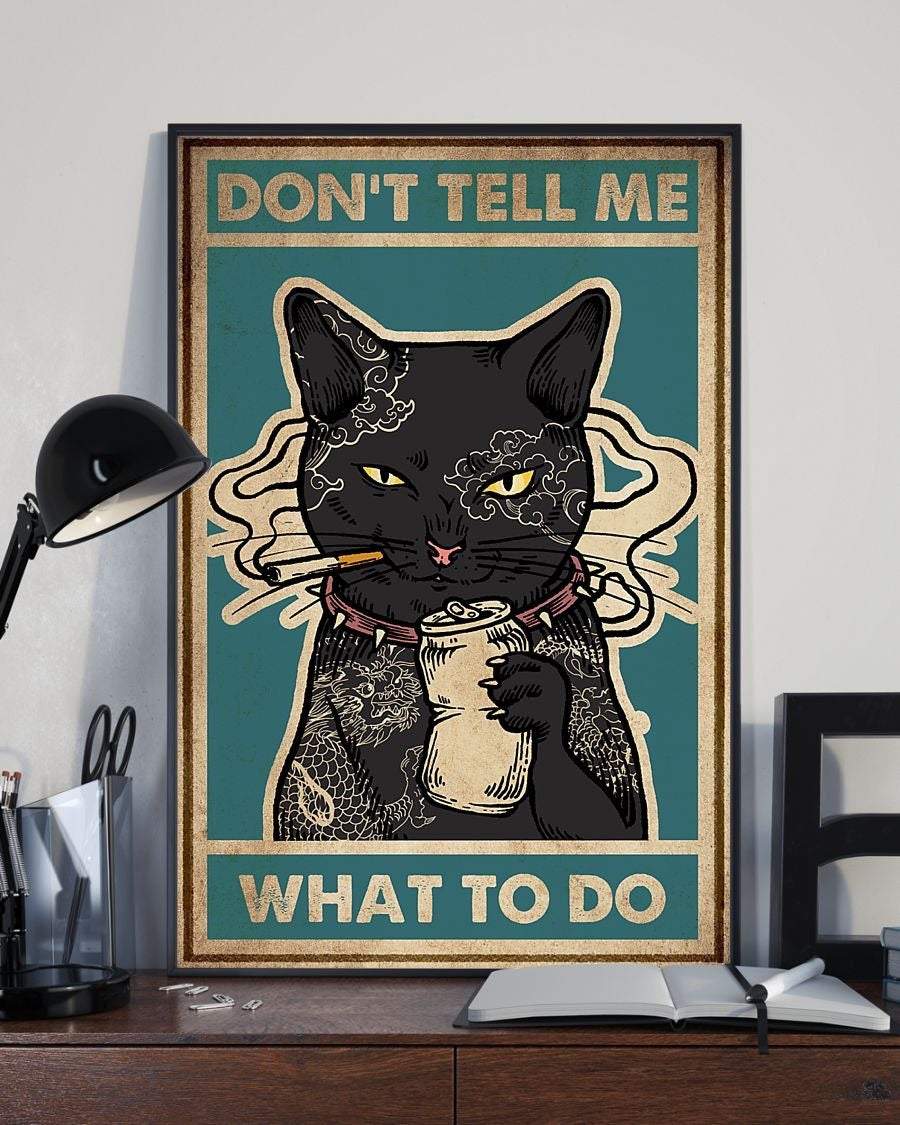 Tattoo Cat Don�EEE€�EEEt Tell Me What To Do Vintage Canvas 1,5 Framed Canvas - Best Gift for Pet Lovers -Wall Decor, Canvas Wall Art