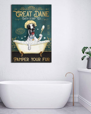 Great Dance Bath Soap Pamper Your Fur 1,5 Framed Canvas -Best Gift for Animal Lovers - Home Living- Wall Decor