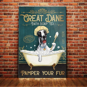 Great Dance Bath Soap Pamper Your Fur 1,5 Framed Canvas -Best Gift for Animal Lovers - Home Living- Wall Decor