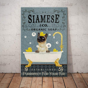 Siamese Organic Soap Purrrfect For Your Fur 1,5 Framed Canvas -Best Gift for Animal Lovers - Home Living- Wall Decor