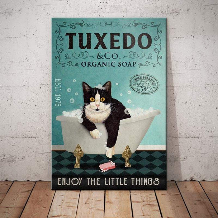 Tuxedo Cat Organic Soap Enjoy The Little Things - Best Gift for Animal Lovers Canvas