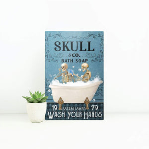 Couple Skulls and Co Bath Soap 1,5 Framed Canvas -Best Gifts for Animal Lovers - Home Living- Wall Decor