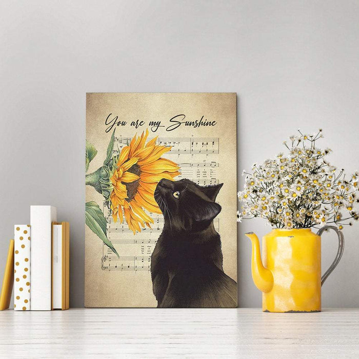 You Are My Sunshine Black Cat Sunflower Canvas - Gallery Wrapped - Best Gift for Pet Lovers