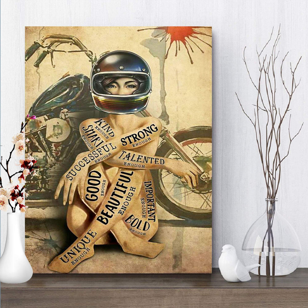 Motorcycle Girl I Am Good Beautiful Important 1,5 Framed Canvas - Best Gift for Pet Lovers - Home Living - Wall Decor