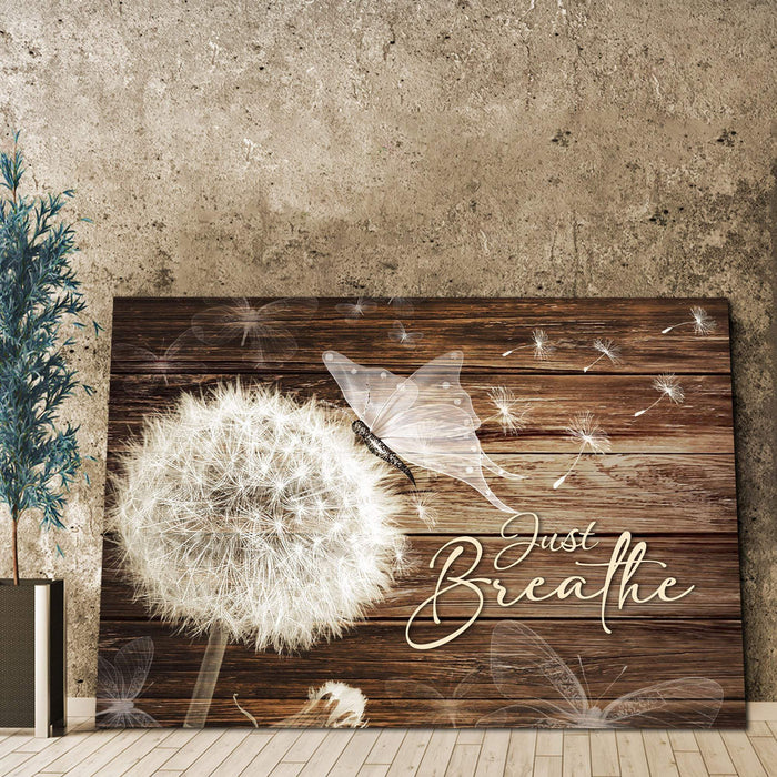 Vintage Just Breath Dandelion And Butterflies - From Heaven Canvas For Family