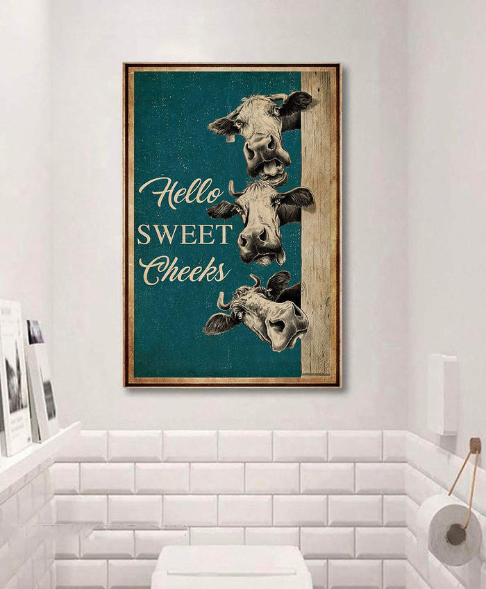 Hello Sweet Cheeks Cows - Best Gift for Animal Lovers Canvas