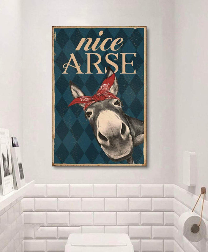 Funny Donkey Looking At Bathroom Vintage - Nice Arse - Best Gift for Animal Lovers Canvas