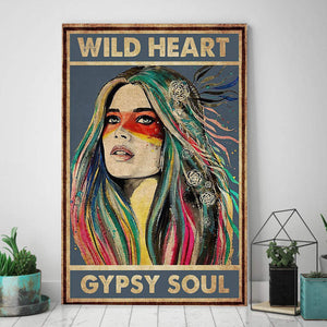 Girl Wild Heart Gypsy Soul 0.75 & 1.5 In Framed Canvas -Gifts For Daughter - Home Decor - Home Living- Wall Decor