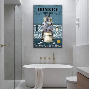 Donkey Restroom The Best Seat In The House 0.75 & 1.5 In Framed Canvas - Home Living -Wall Decor - Canvas Wall Art