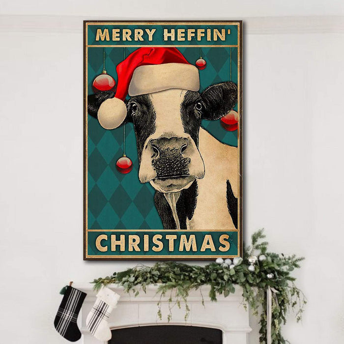 Cow Merry Heffin Christmas Housewarming Gifts Canvas