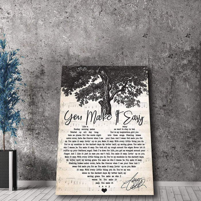 Big Tree With Love - You Make It Easy Song Lyric Housewarming Gifts Canvas
