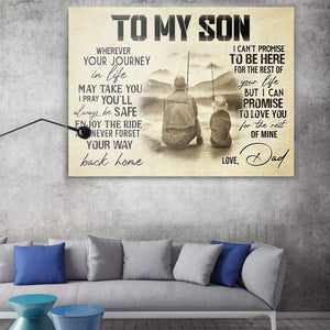 Fishing To My Son Wherever Your Journey In Life May Take You Canvas 0.75 & 1.5 In Framed - Wall Decor, Canvas Wall Art