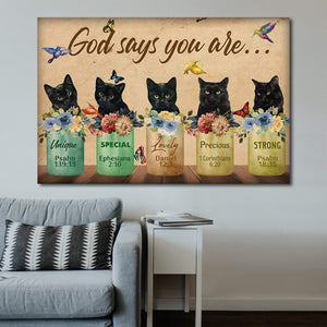Black Cat God Says You are Horizontal Canvas 0.75 & 1.5 In Framed -Home Decor- Wall Decor, Canvas Wall Art