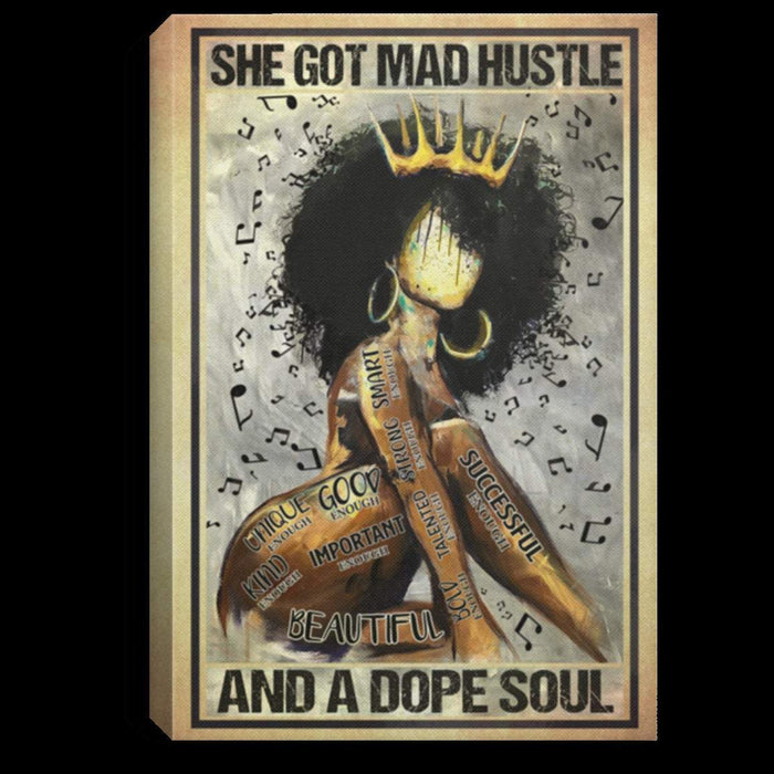 Black Afro Girl Music She Got Mad Hustle And A Dope Soul Framed Canvas