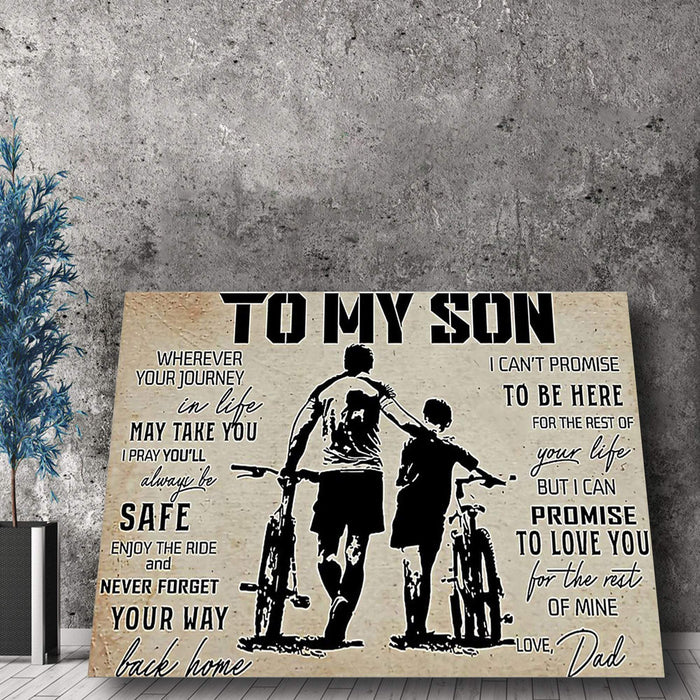 Dad And Son Take Bicycles Together - To My Son Gift Ideas Canvas