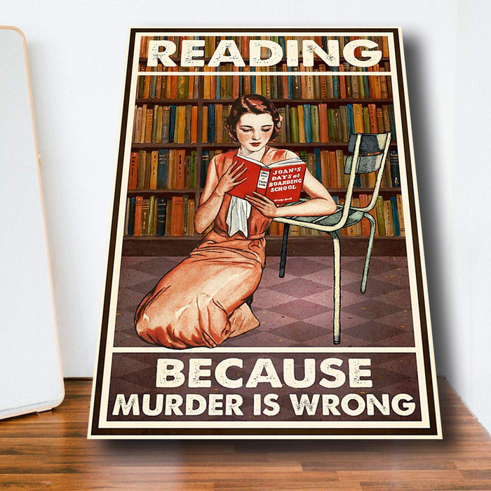 Reading Girl In Library - Reading Because Murder Is Wrong Decoe Canvas