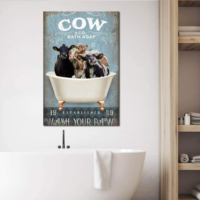 All About Cow Wash Your Paws Canvas