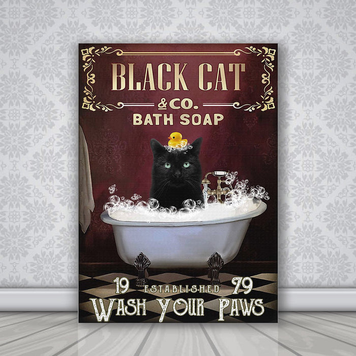 Black Cat Bath Soap Wash Your Paws - Best Gift for Animal Lovers Canvas