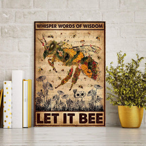 Bee Whisper Words Of Wisdom Let It Be 0,75 and 1,5 Framed Canvas - Gifts Ideas- Home Decor- Canvas Wall Art