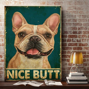 French Bulldog Nice Butt Looking At The Bathroom- 1,5 Framed Canvas -Best Gift for Animal Lovers - Home Living- Wall Decor
