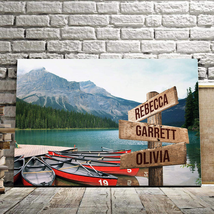 Personalized Emerald Lake Multi - Names - Street Signs Customized With Names Canvas