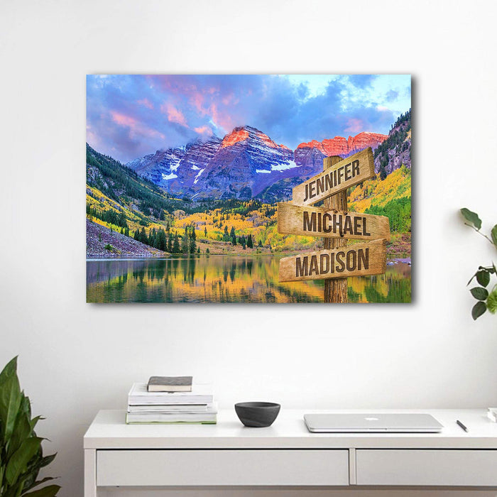 Autumn Colors At Maroon Bells And Lake Multi - Names - Street Signs Customized With Names Canvas