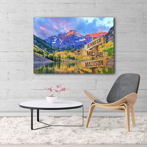 Autumn Colors At Maroon Bells And Lake Multi-Names 0.75 and 1,5 Framed Canvas - Street Signs Customized With Names- Home Living- Wall Decor