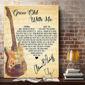I Wanna Make You Smile -Grow Old With Me Lyrics Song 0.75 and 1,5 Framed Canvas- Home Living- Canvas Wall Decor